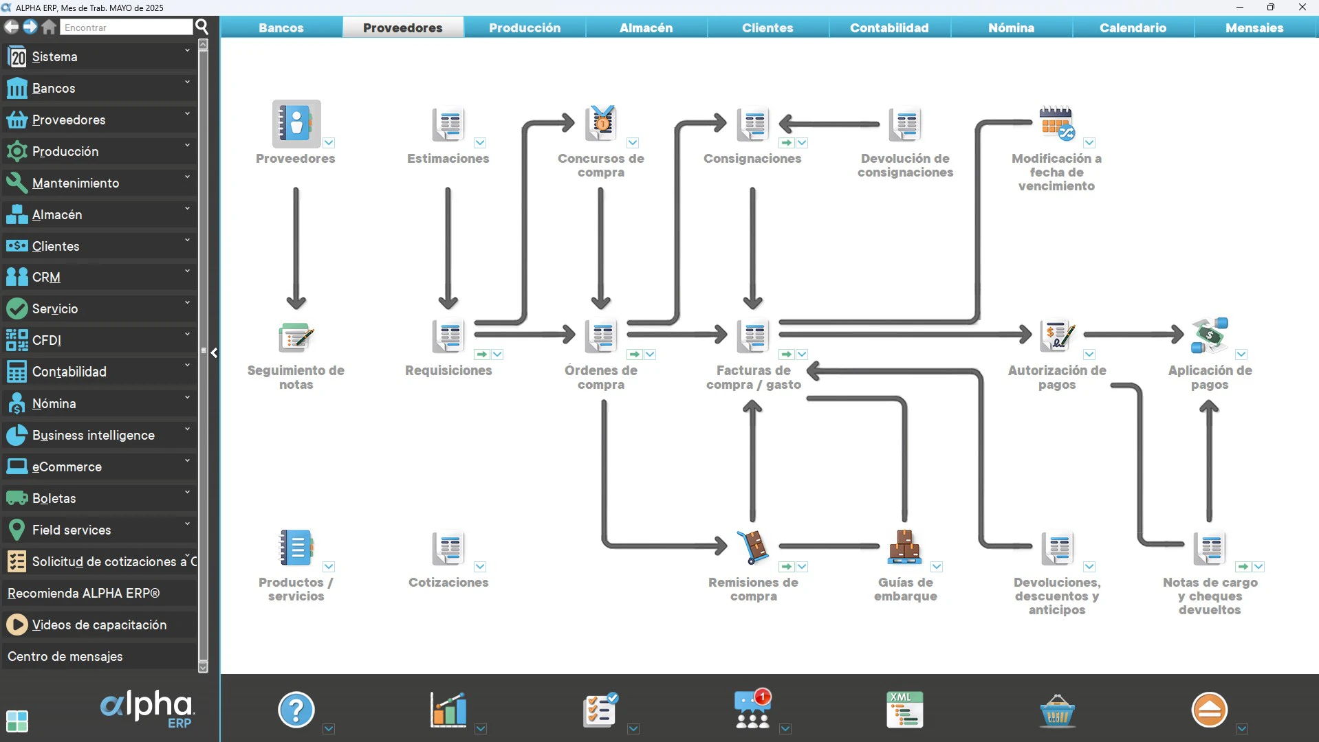 screenshot of ALPHA ERP